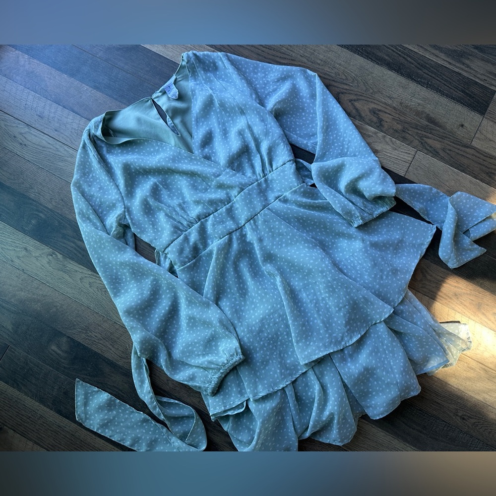 Sage green speckled dress